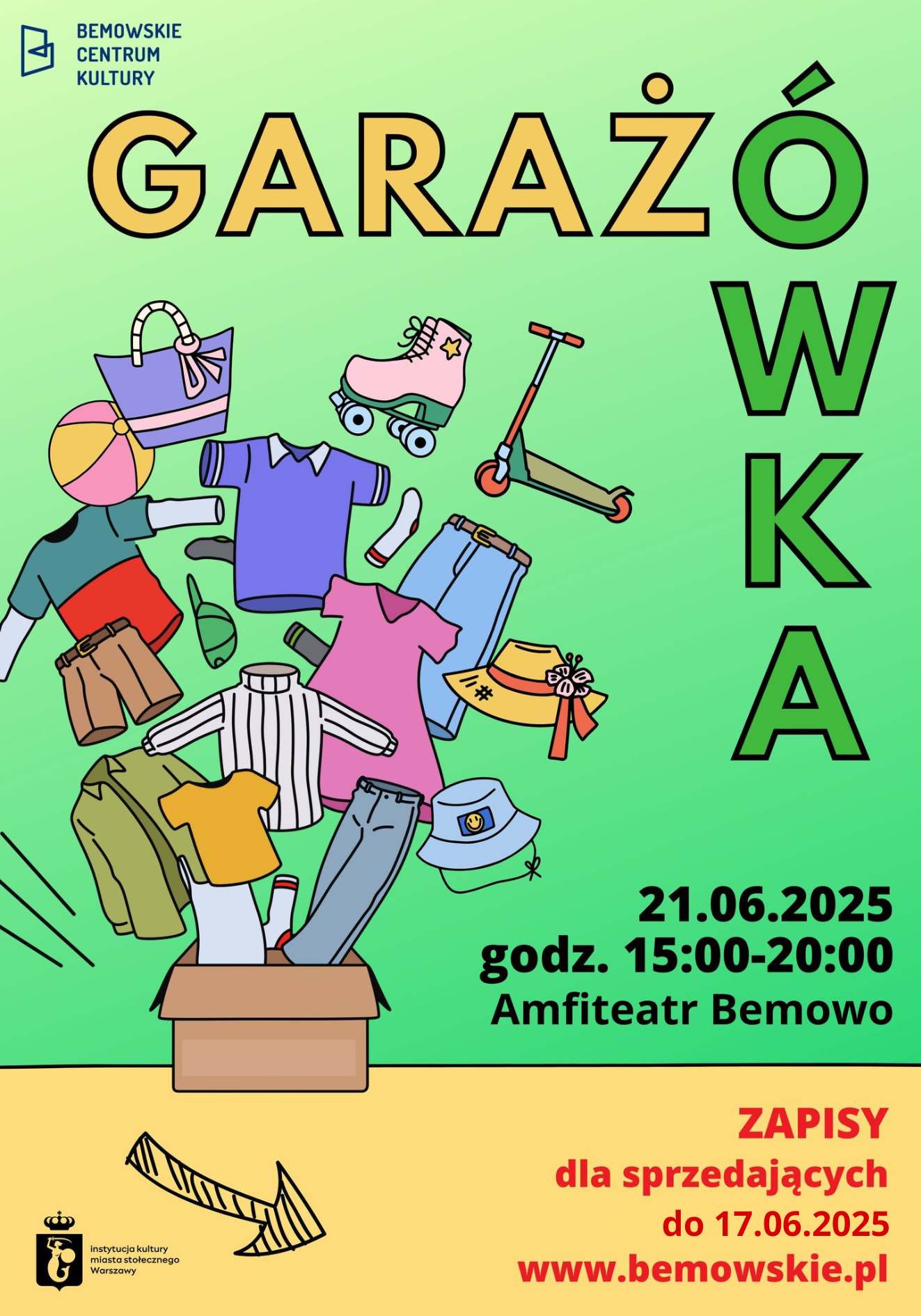 Plakat reklamujący wyprzedaż garażową