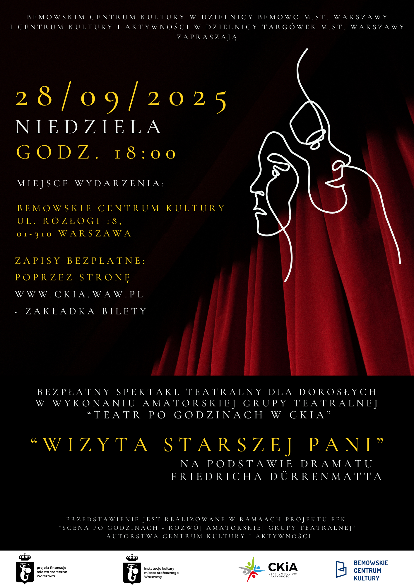 „Wizyta starszej Pani” – spektakl teatralny w wykonaniu amatorskiej grupy teatralnej „Teatr po godzinach w CKiA”