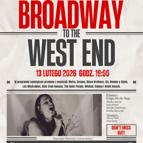 „From Broadway to the West End” – Koncert musicalowy grupy „On the Stage” Bemowskiego Centrum Kultury