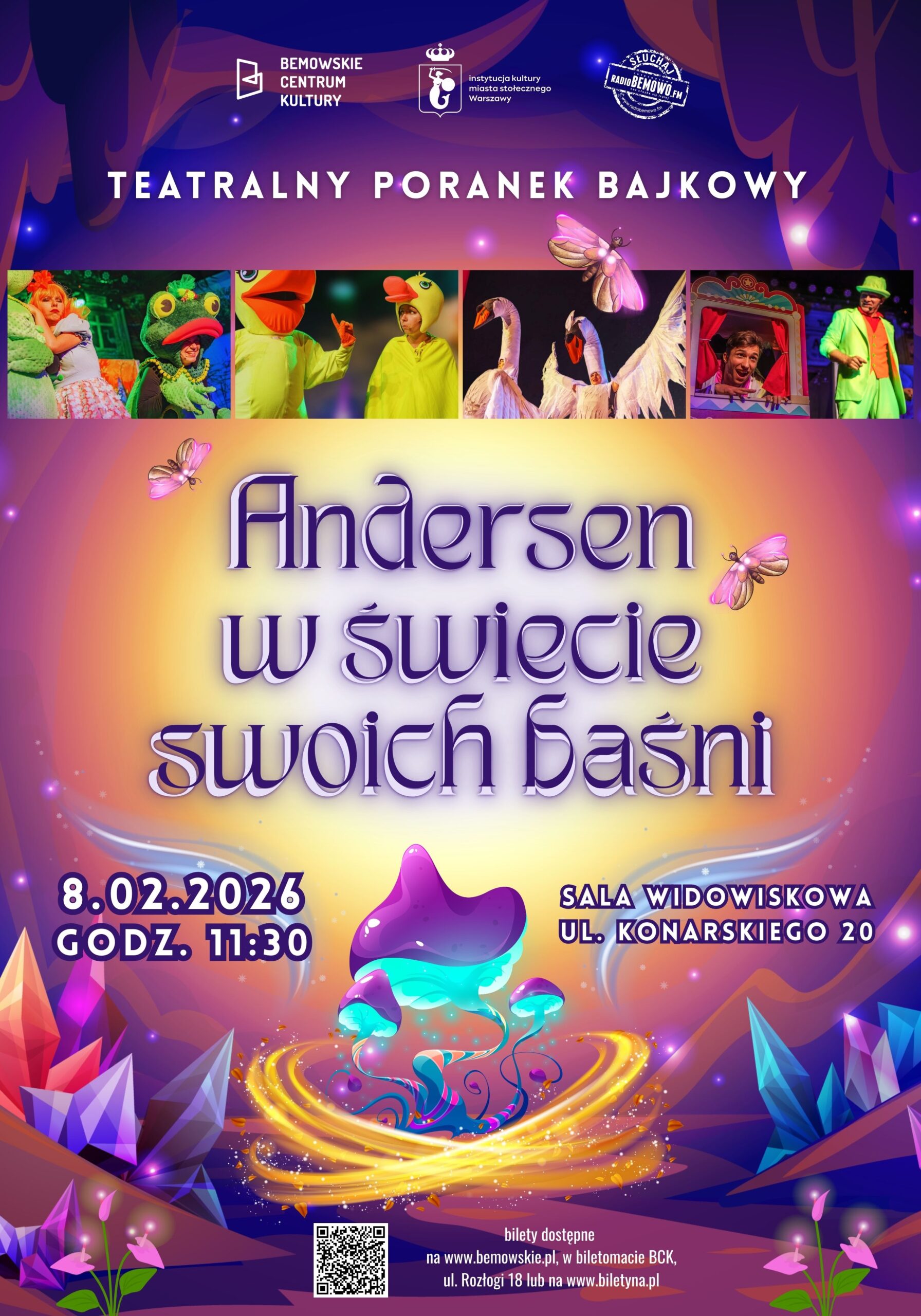 Plakat dotyczący koncertu karnawałowego. Maska wenecka leży na klawiszach fortepianu.