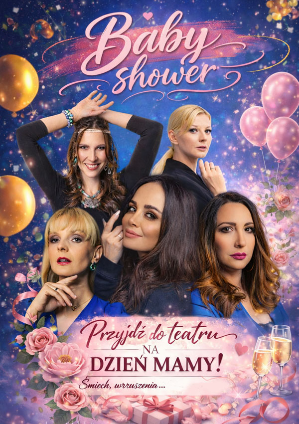 Plakat reklamujący bal karnawałowy z zumbą. Dzieci skaczą na tle fioletowej ozdobnej fali.